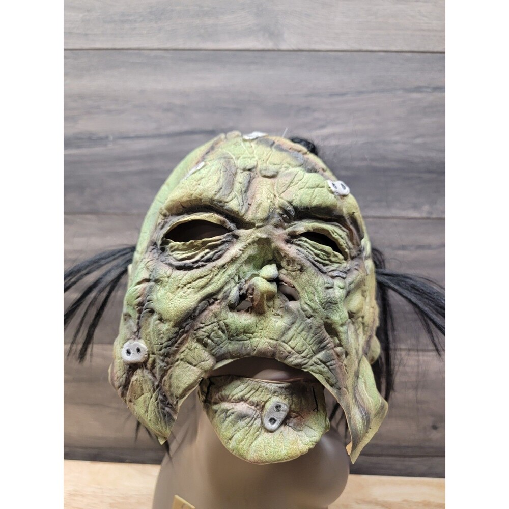 Vintage PMG 2008 Halloween Mask Demon Green Monster Paper Magic w/ hair